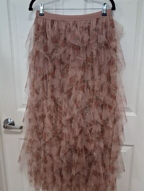 Blush Floral Tiered Chiffon Maxi Skirt